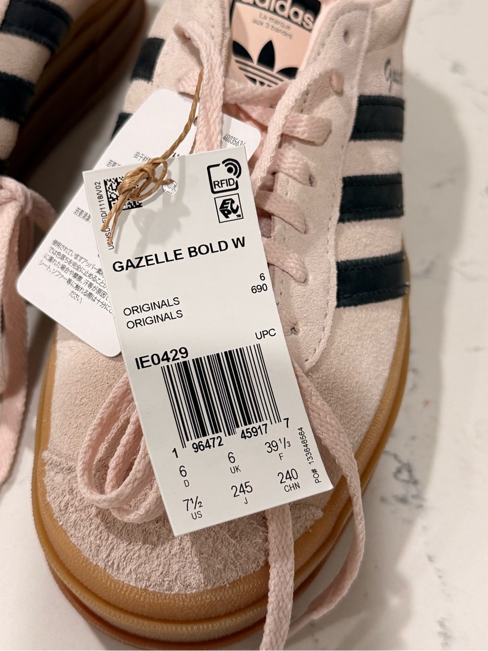 New adidas gazelle bold Pink Suede Sneakers with Black Three Stripes - Picture 4 of 5